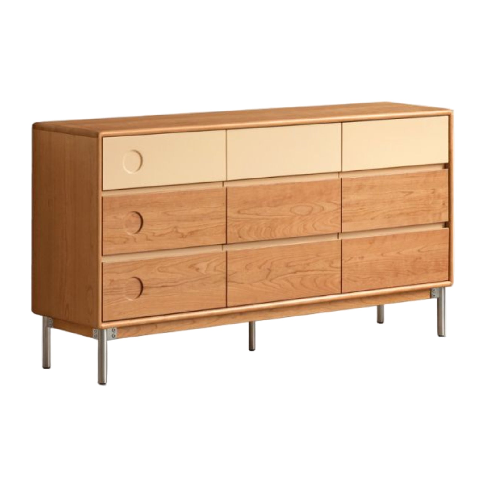 Cherry, Poplar Solid Wood Modern Minimalist Chest of Drawers
