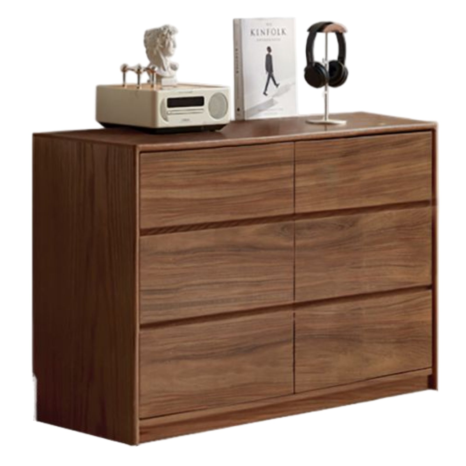 Black Walnut, South American Walnut Solid Wood Six-Drawer Chest