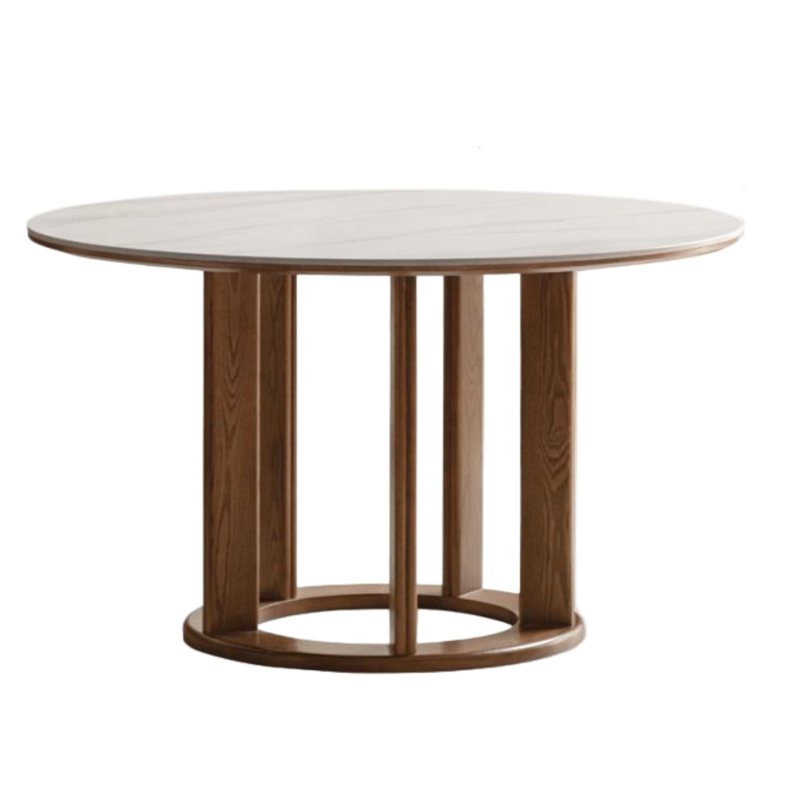 Ash Solid Wood Rock Plate Dining Table with Rotary Wheel