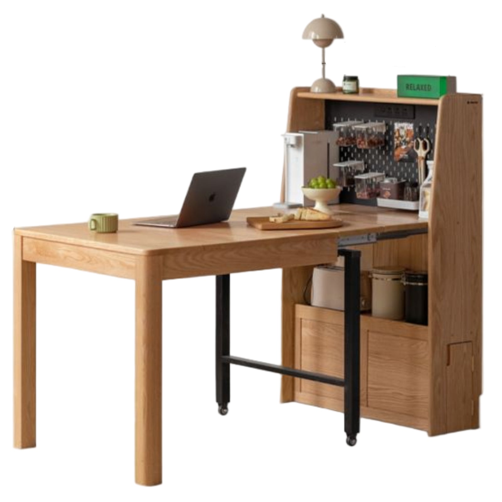 Oak Solid Wood Modern Minimalist Extendable Dining Table