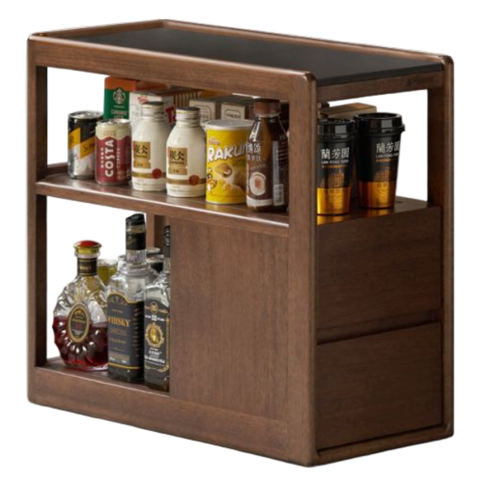 Sandalwood Solid Wood Italian Style Light Luxury Rock Board Side Table