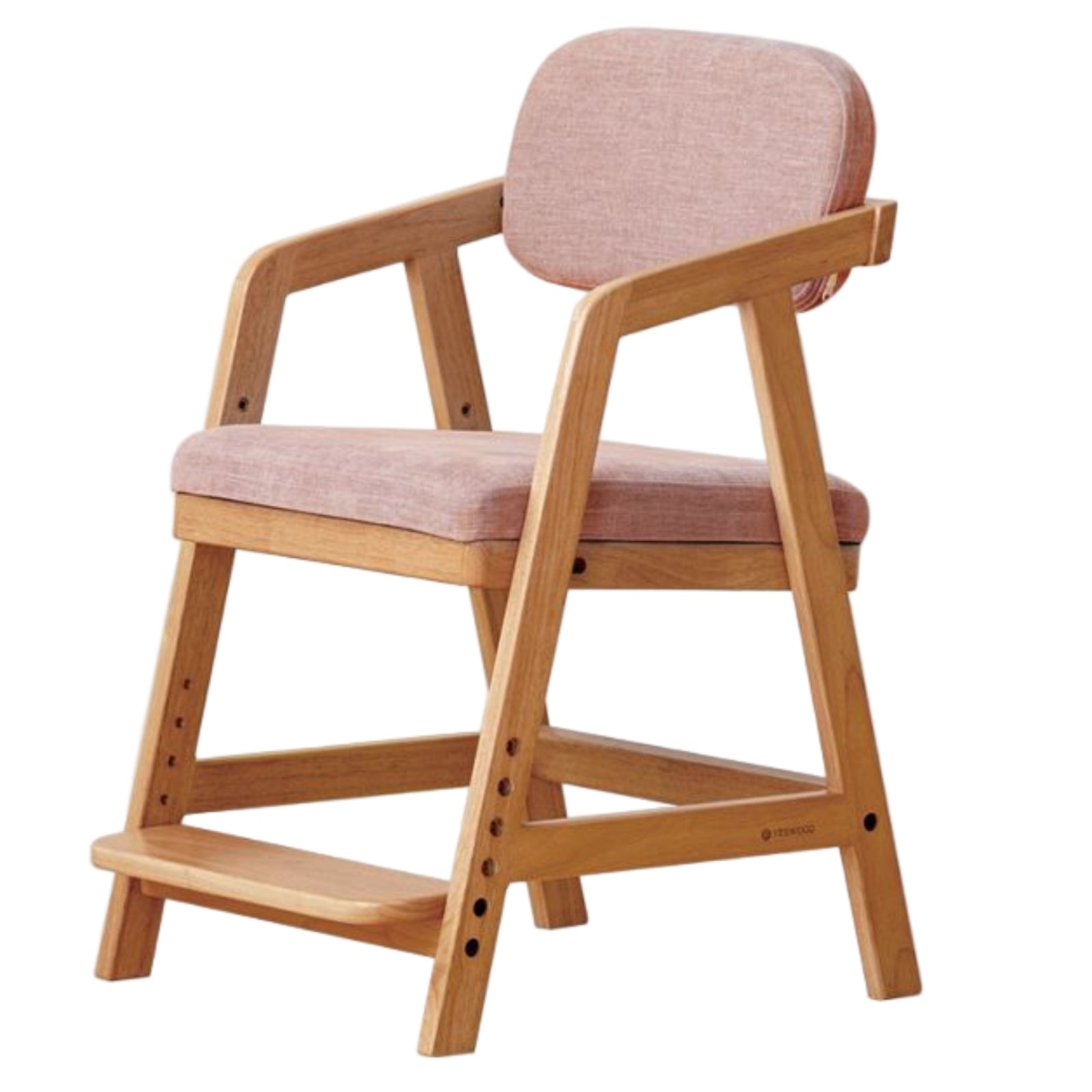 Solid Rubberwood Nordic Style Kids Chair with Adjustable Armrest