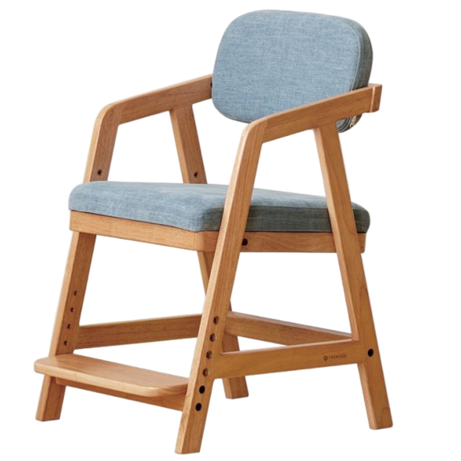 Solid Rubberwood Nordic Style Kids Chair with Adjustable Armrest