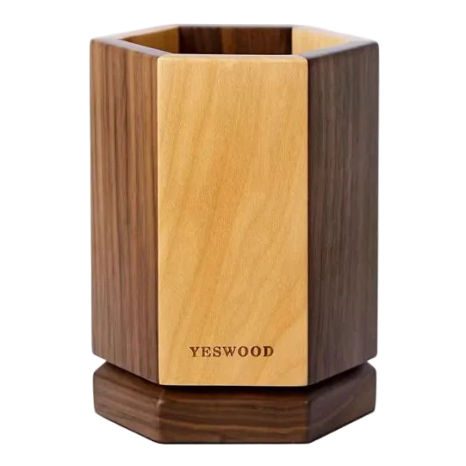 Black Walnut, Maple Solid Wood Rotating Pen Holder