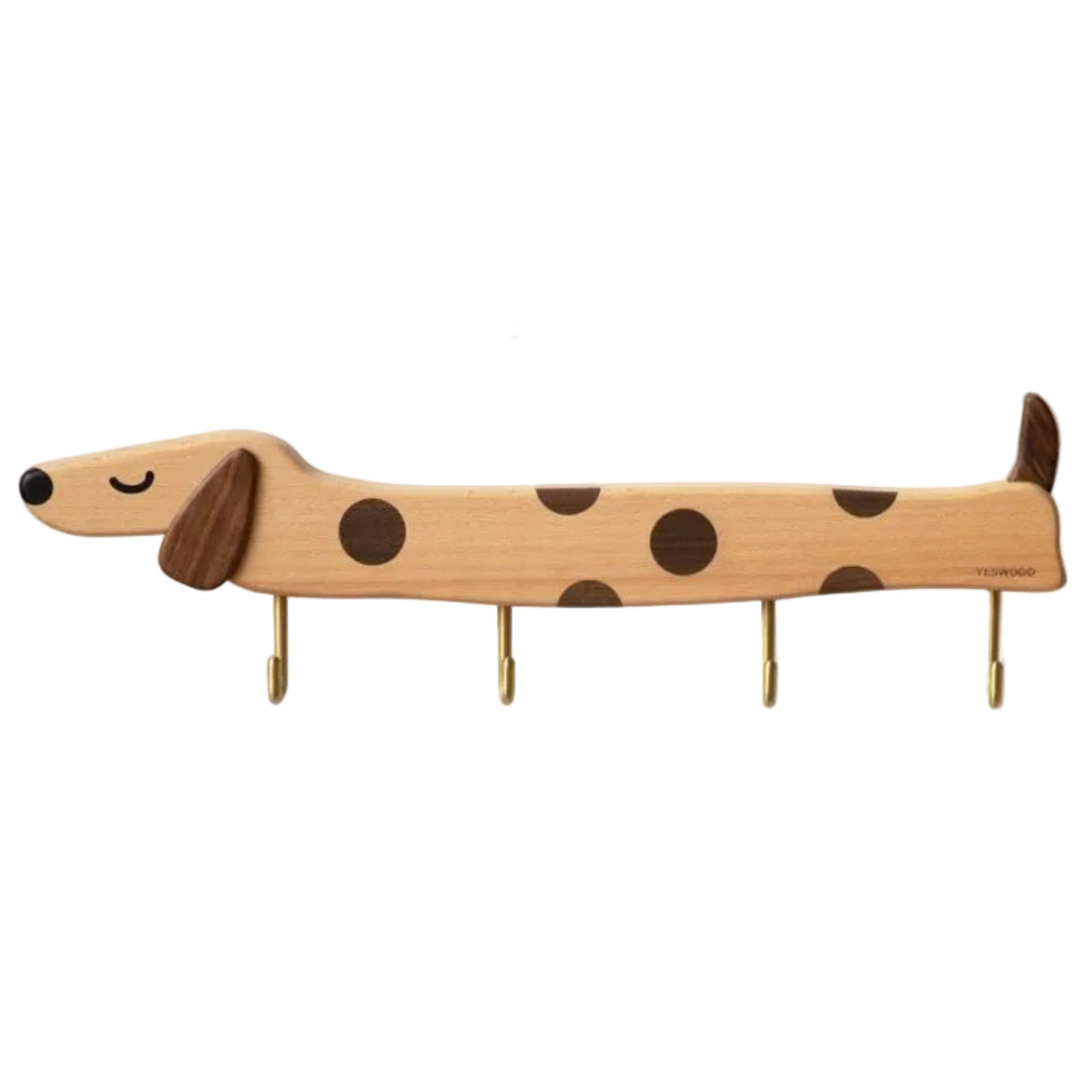 Beech, Black Walnut Solid Wood Puppy-Shaped Wall Hook with Cute Cartoon Design