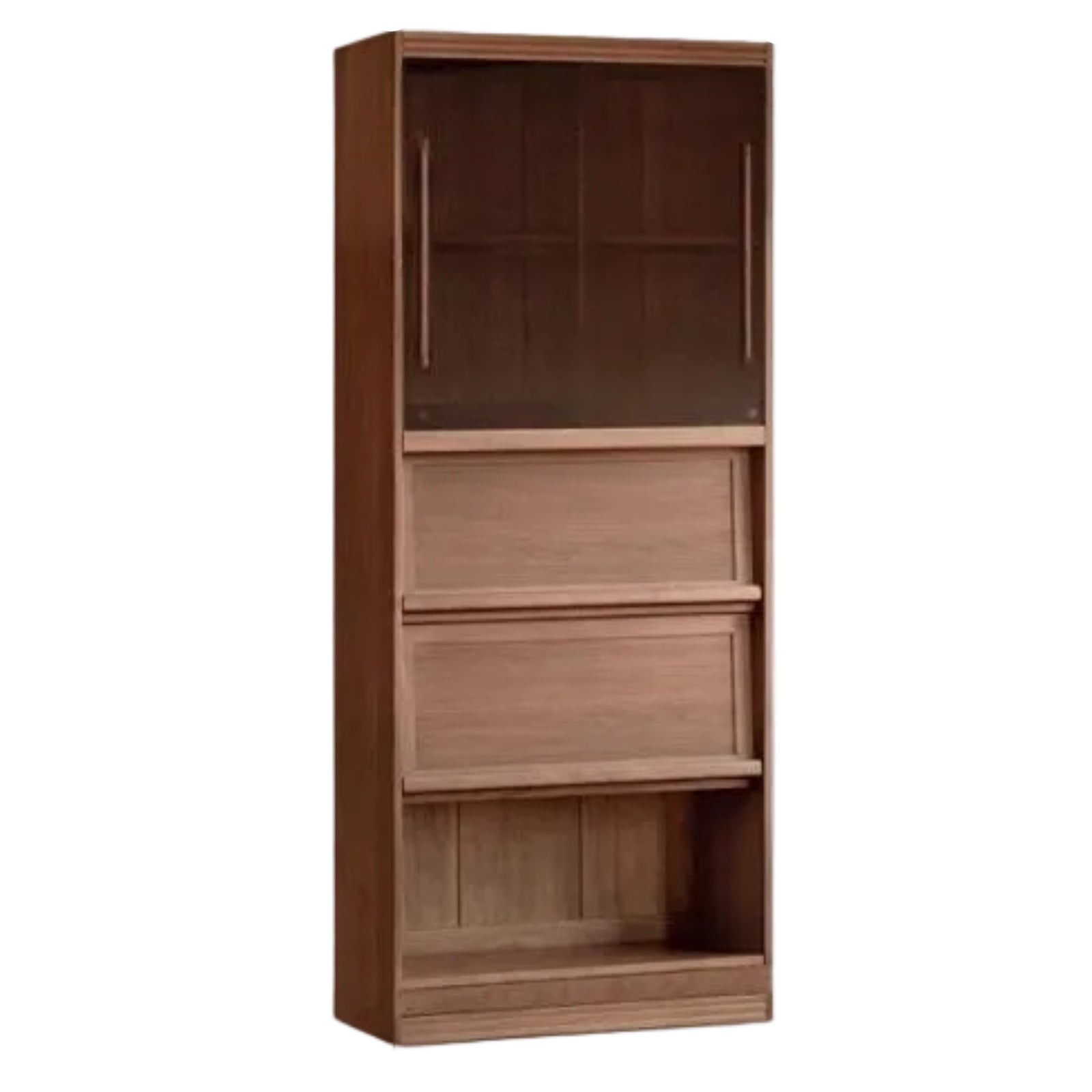 Black Walnut, Oak Solid Wood Floor-Standing Bookcase with Luxury Storage Cabinet