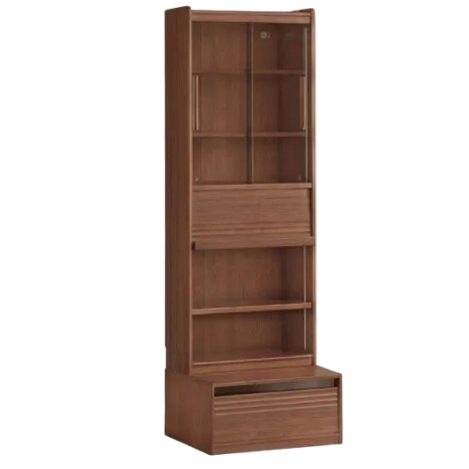 Black Walnut Solid Wood Combination Bookcase with Floor Display and Luxury Storage