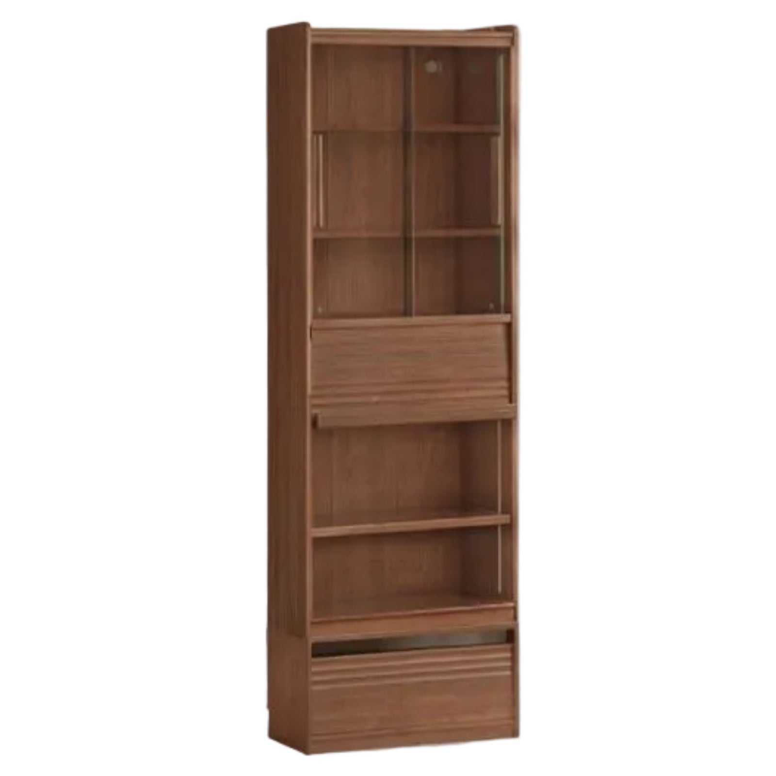 Black Walnut Solid Wood Combination Bookcase with Floor Display and Luxury Storage