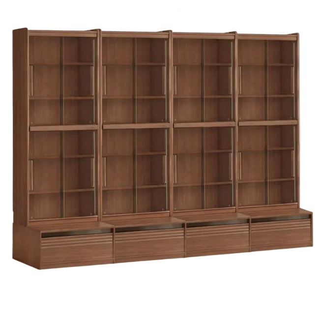 Black Walnut Solid Wood Combination Bookcase with Floor Display and Luxury Storage