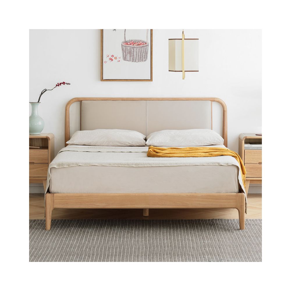 Fangdi solid wood modern simple leather floor bed master bedroom high box storage bed large capacity storage box bed image 4