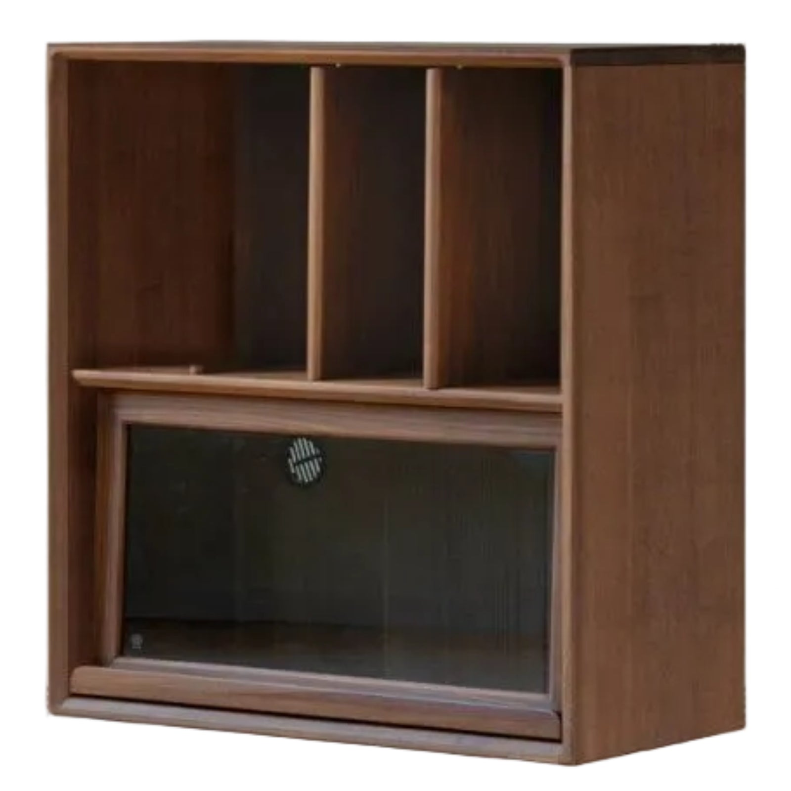 Golden Sandalwood Solid Wood Wall-Mounted Bookcase with Free Combination Grid Design
