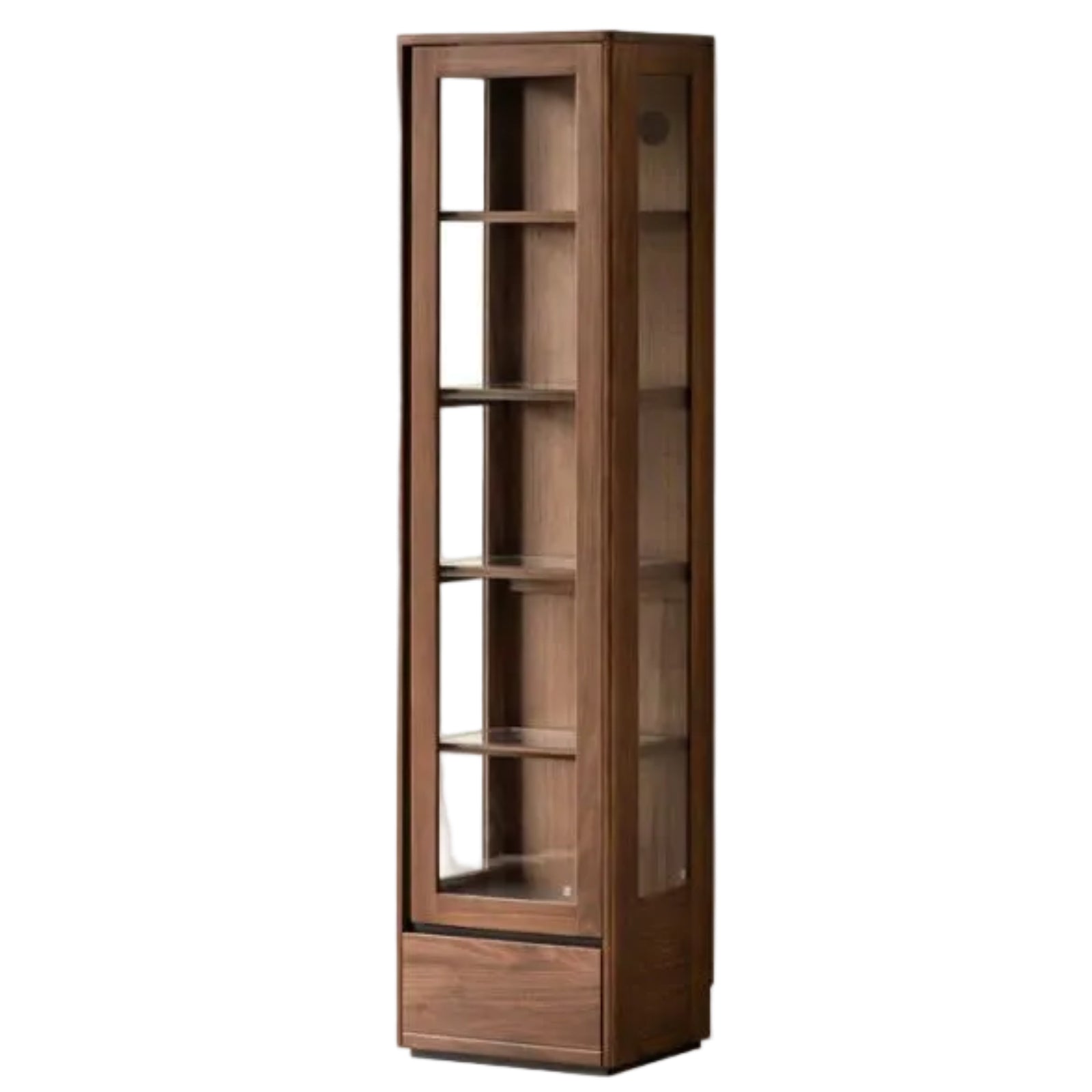 Black Walnut, Ash Solid Wood Modern Study Glass Bookcase