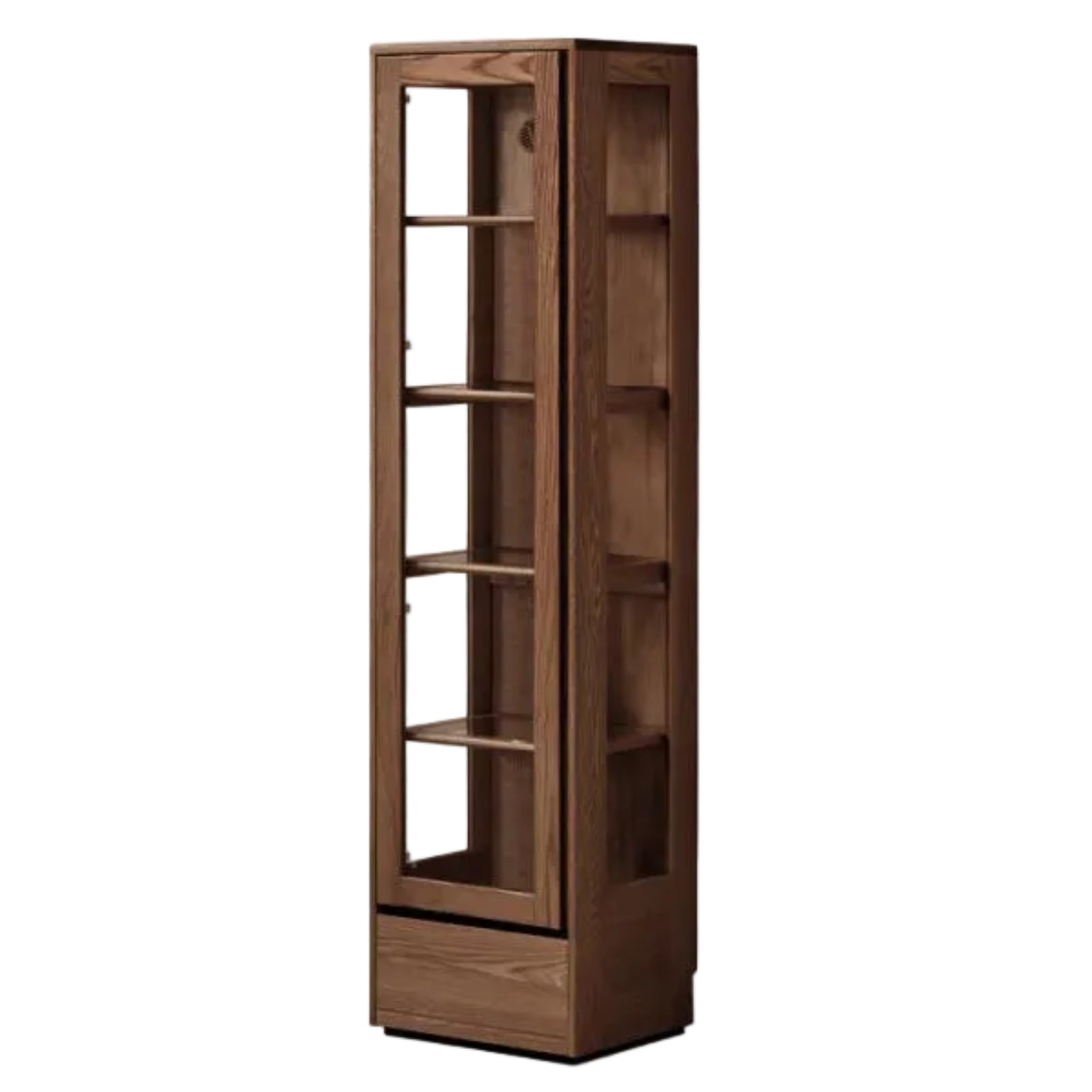 Black Walnut, Ash Solid Wood Modern Study Glass Bookcase