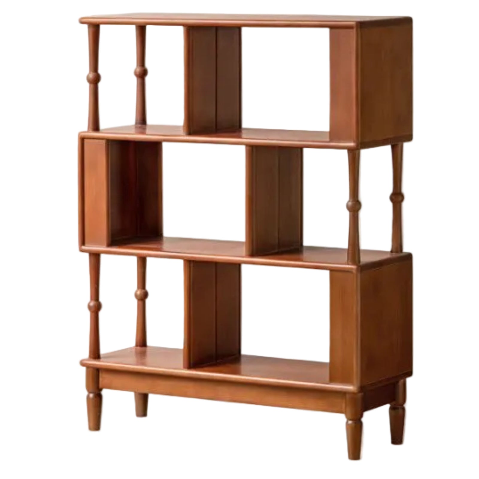 Poplar Solid Wood French Retro Bookshelf with Display Shelf