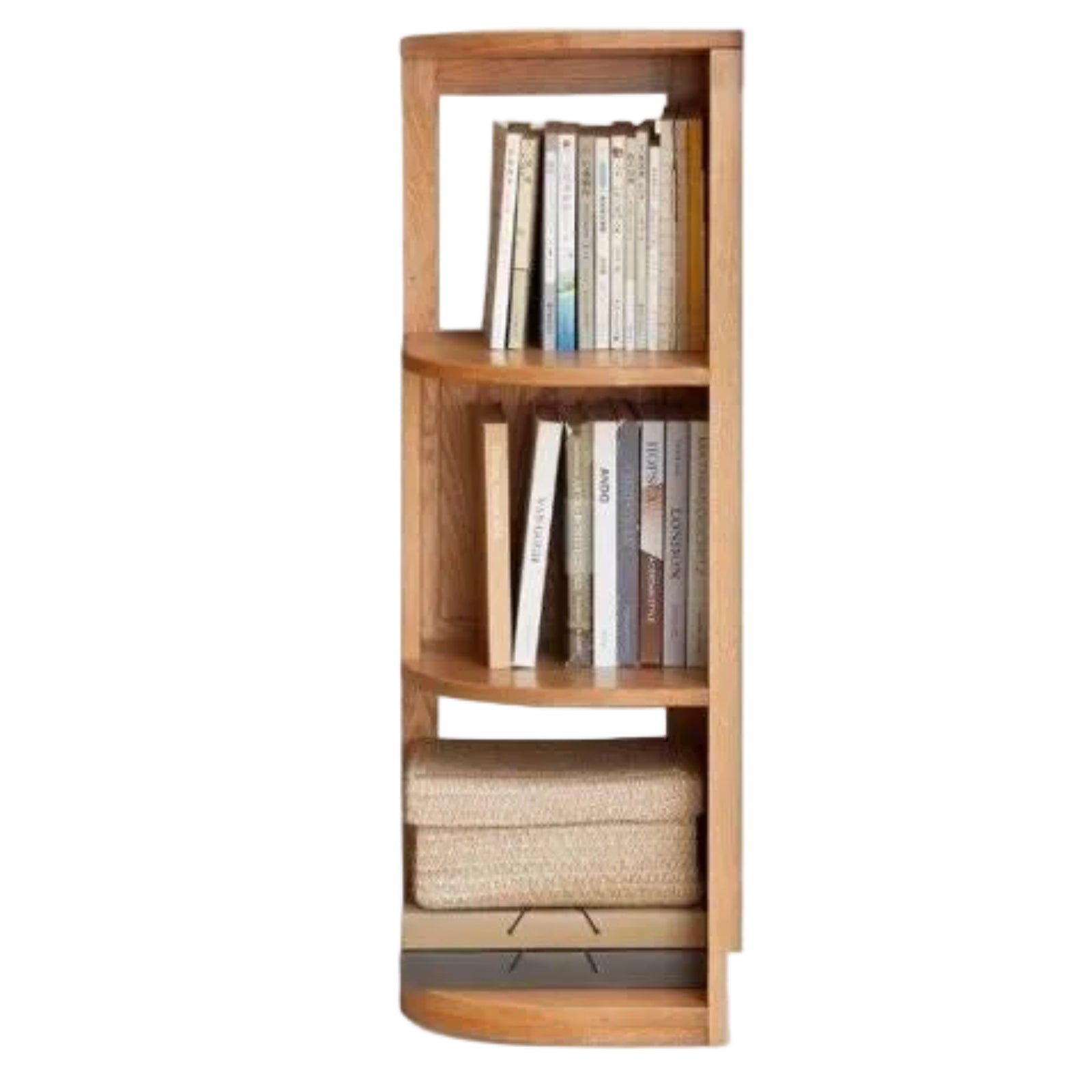 Solid Rubberwood, Oak, Ash Solid Wood Triangle Corner Bookshelf with Multi-Layer Shelving