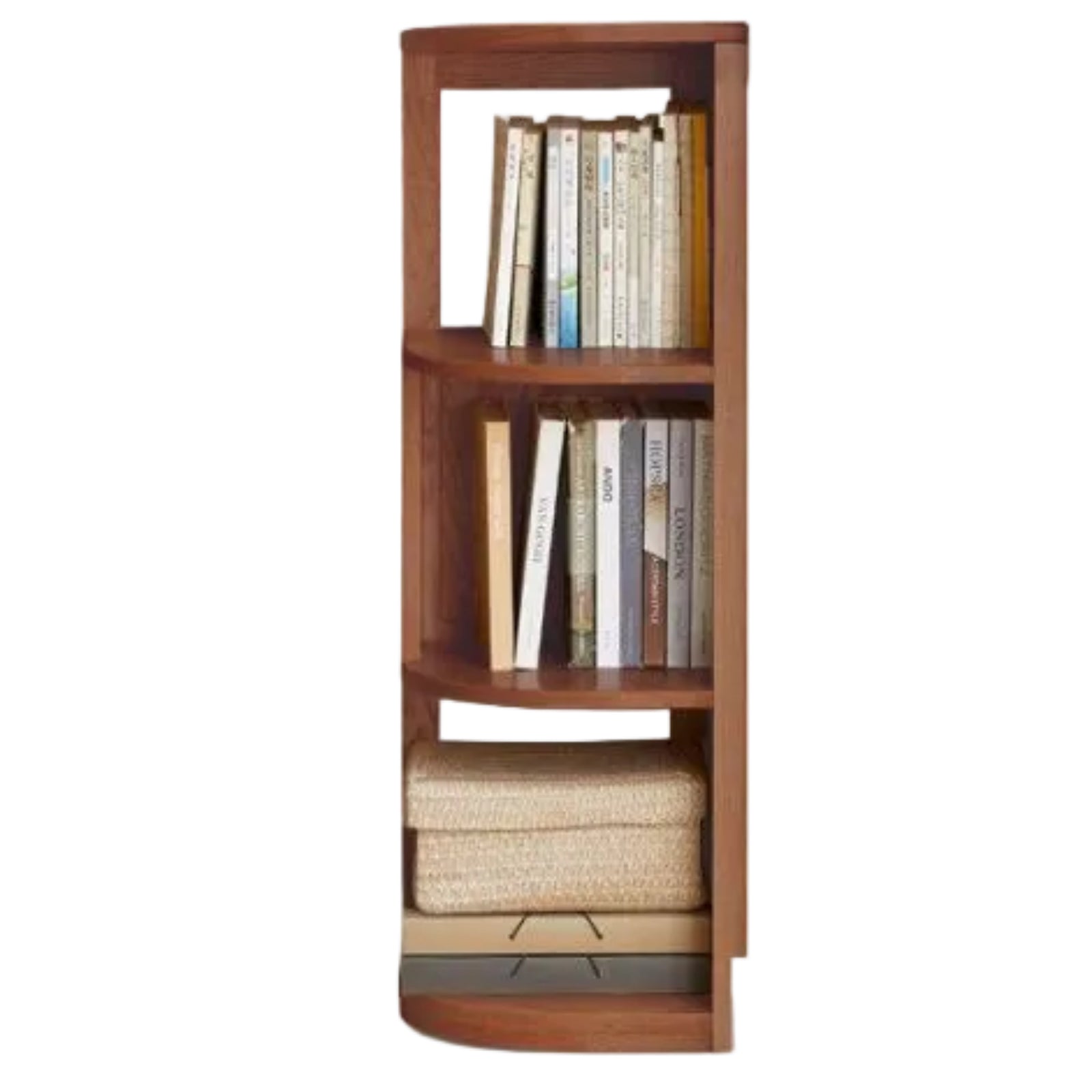 Solid Rubberwood, Oak, Ash Solid Wood Triangle Corner Bookshelf with Multi-Layer Shelving