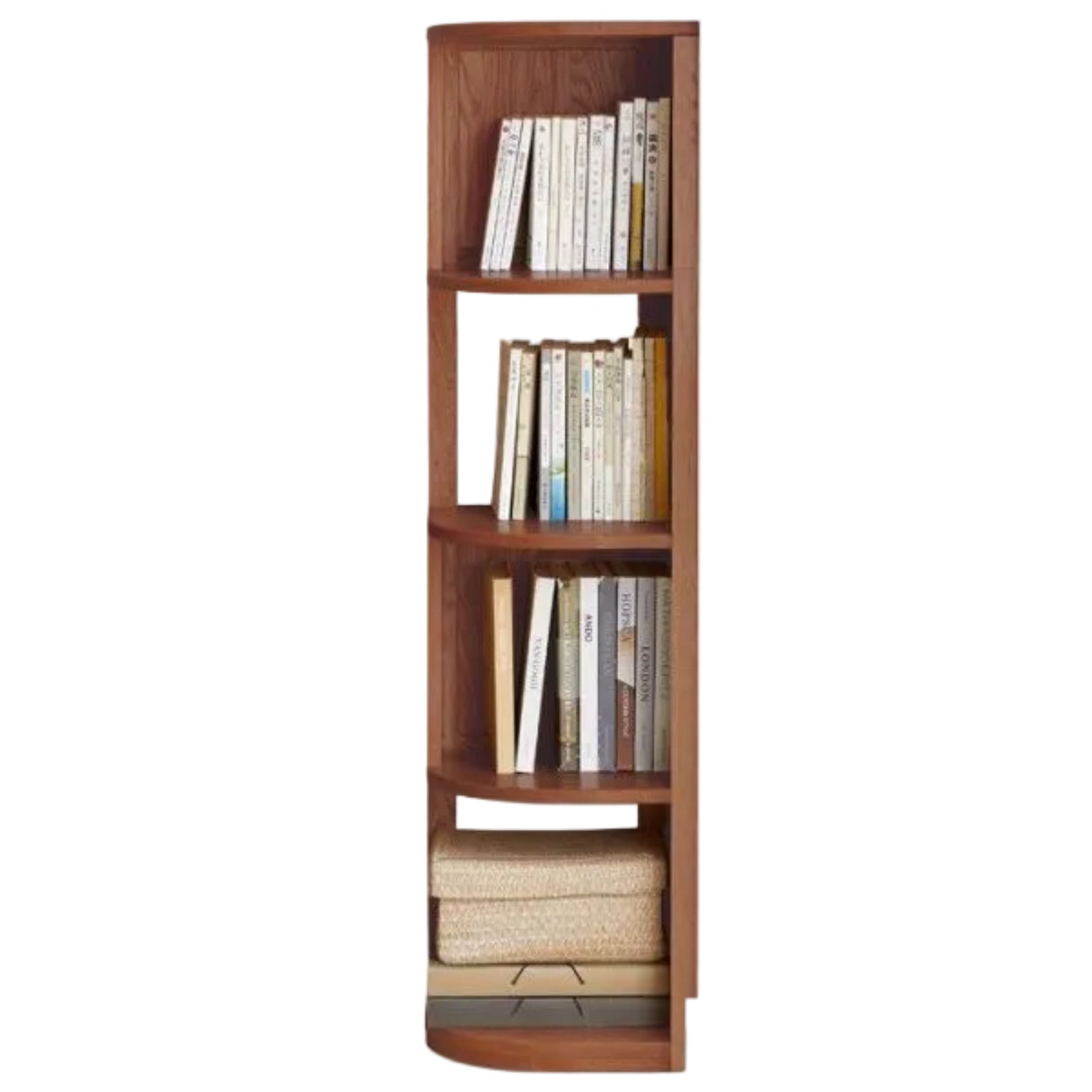 Solid Rubberwood, Oak, Ash Solid Wood Triangle Corner Bookshelf with Multi-Layer Shelving