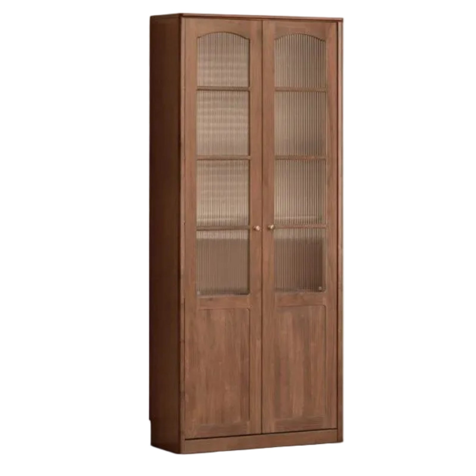 Black Walnut Solid Wood Bookshelf and Display Cabinet with Vintage French Profile