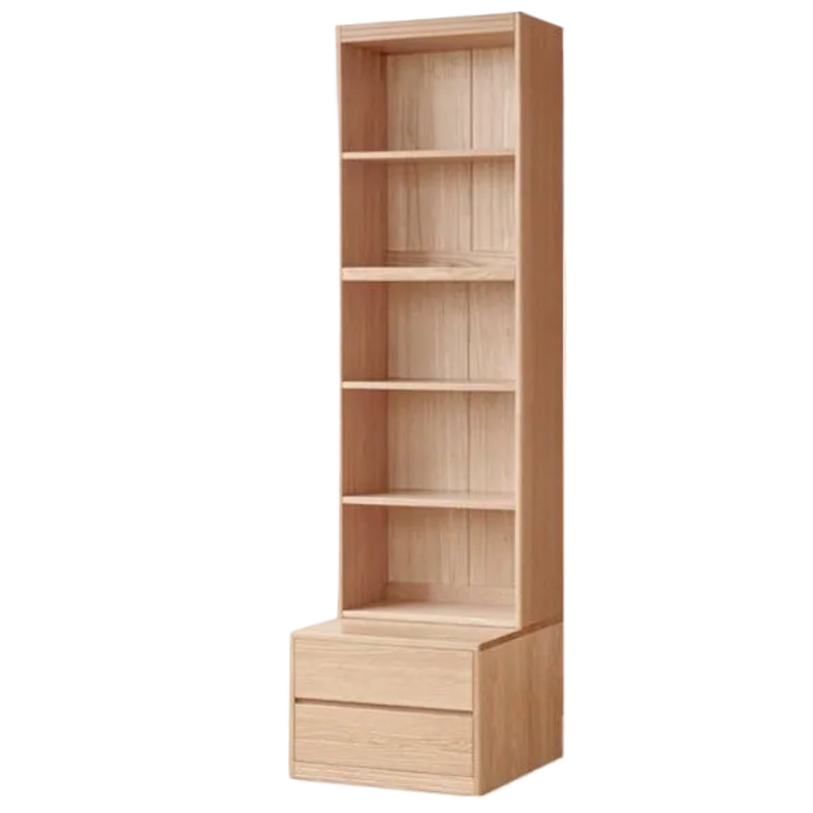 Ash Solid Wood Wall-Mounted Bookcase with Integrated Study Shelf