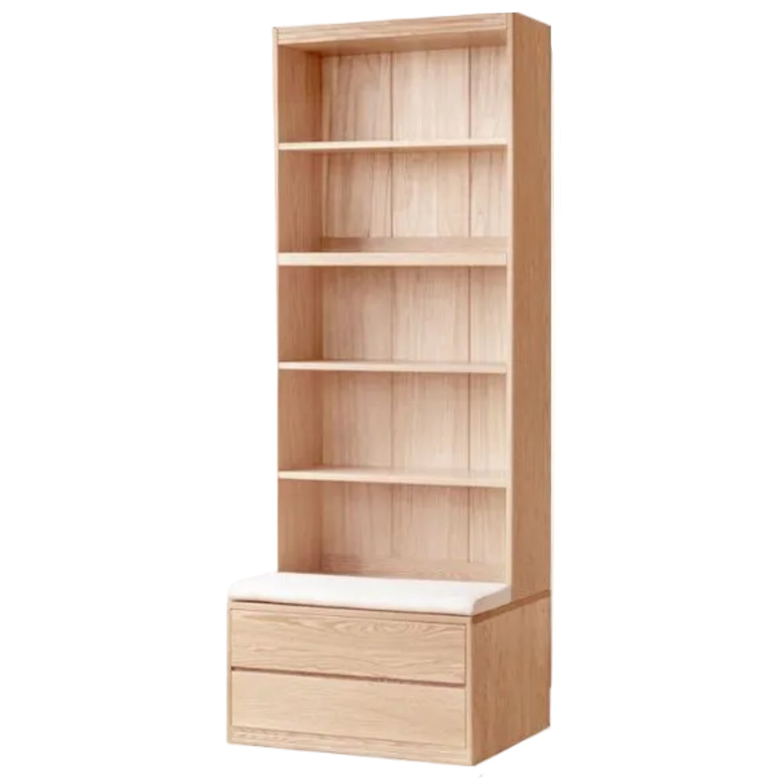 Ash Solid Wood Wall-Mounted Bookcase with Integrated Study Shelf