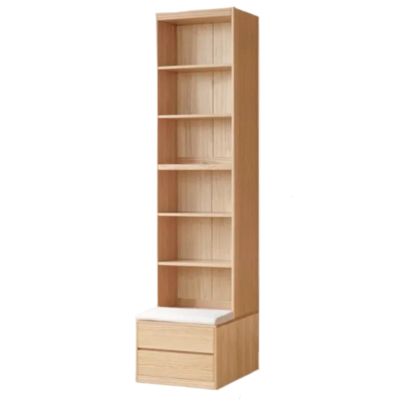 Ash Solid Wood Wall-Mounted Bookcase with Integrated Study Shelf
