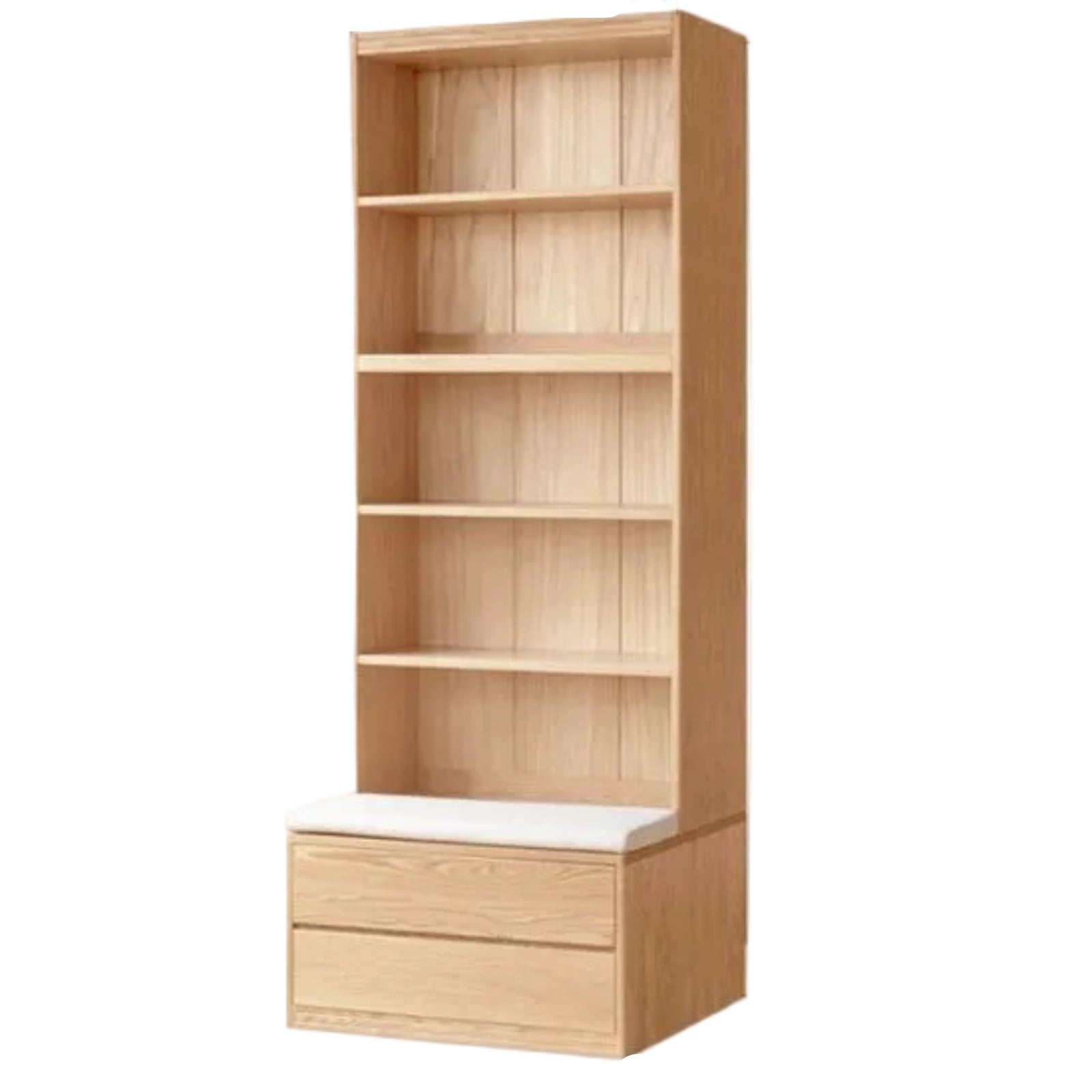 Ash Solid Wood Wall-Mounted Bookcase with Integrated Study Shelf