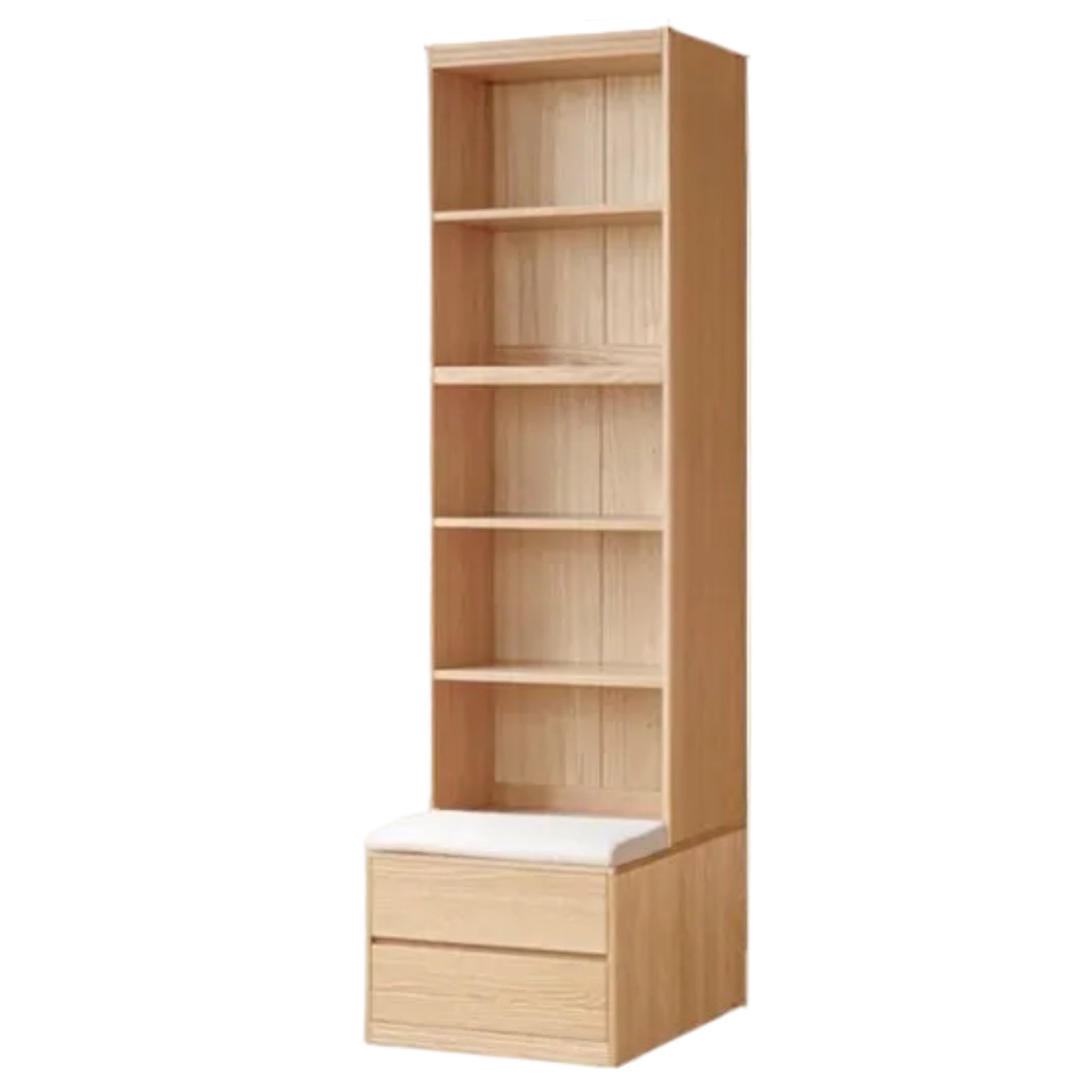 Ash Solid Wood Wall-Mounted Bookcase with Integrated Study Shelf