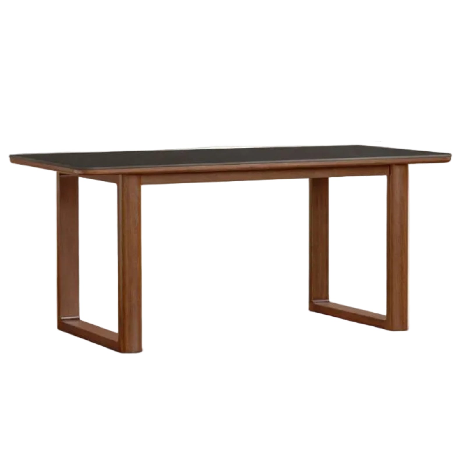 Solid Longan Hardwood Slab Dining Table with Antique-Inspired Retro Design