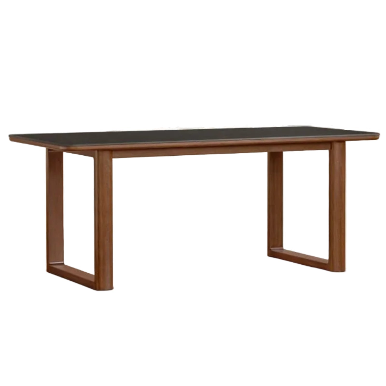 Solid Longan Hardwood Slab Dining Table with Antique-Inspired Retro Design