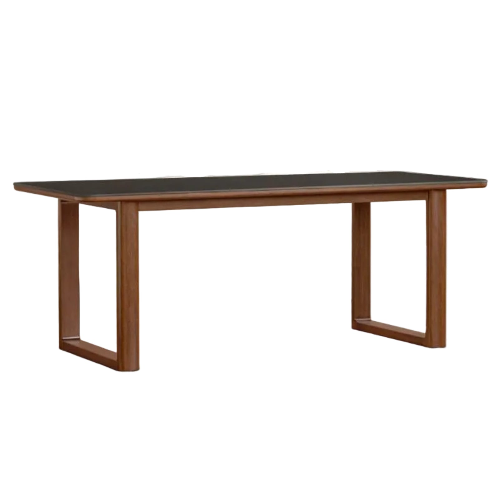 Solid Longan Hardwood Slab Dining Table with Antique-Inspired Retro Design
