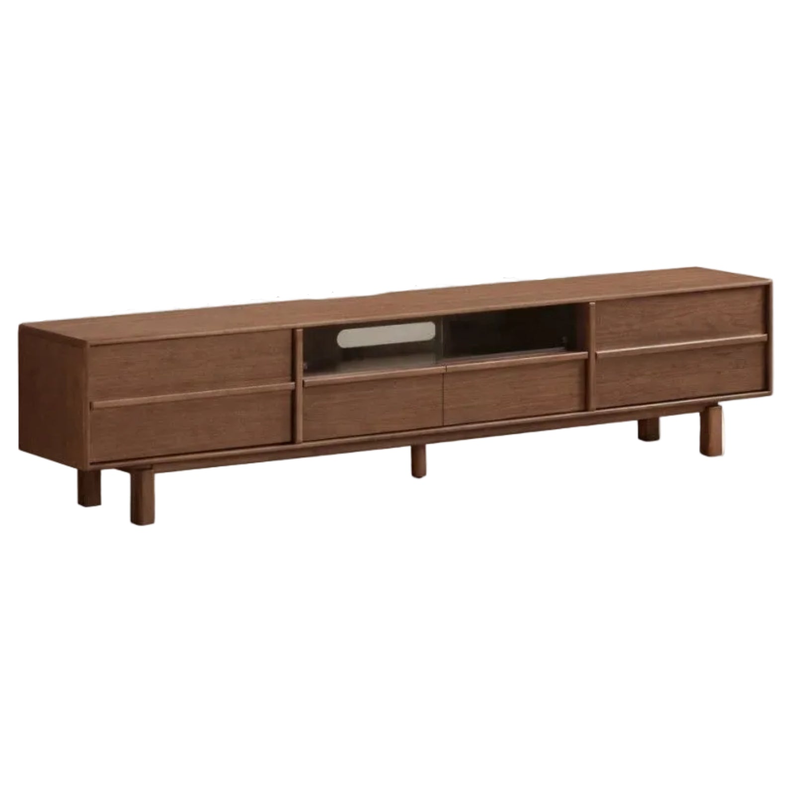 Black Walnut Solid Wood Luxury Style TV Cabinet with Slab Top and Storage