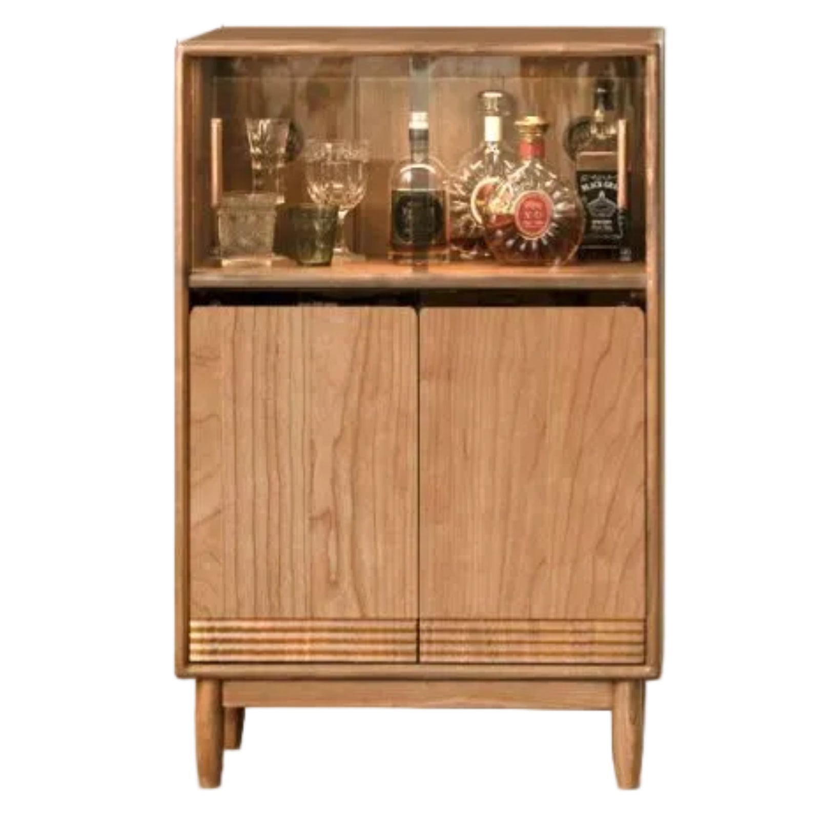 Cherry Solid Wood Wall-Mounted Side Cabinet Modern Minimalist Style