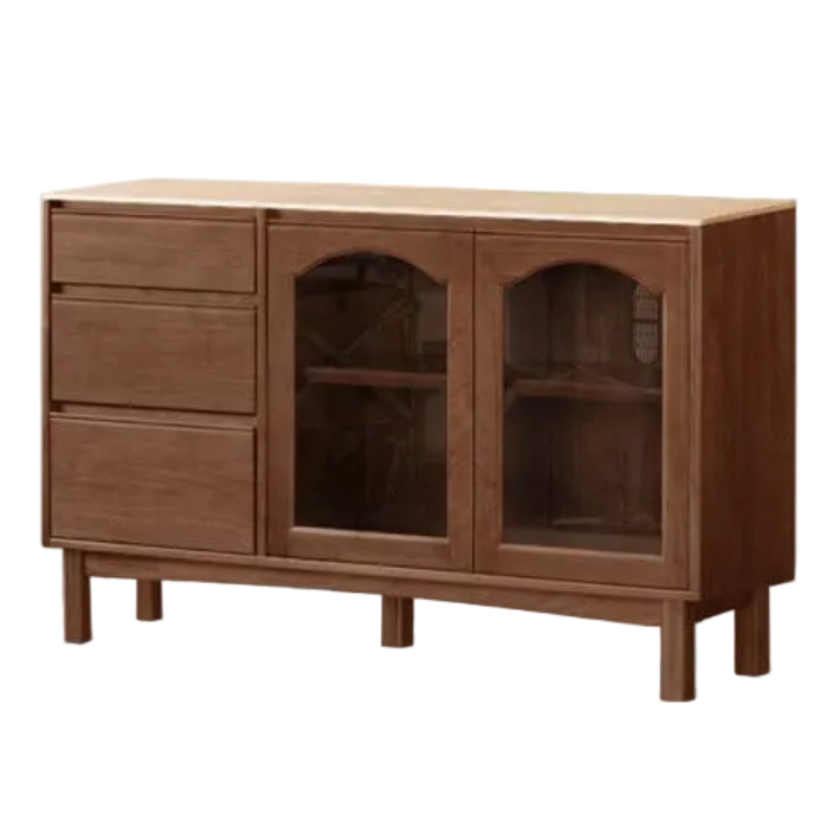 Black Walnut Solid Wood Retro Buffet Cabinet, Sideboard