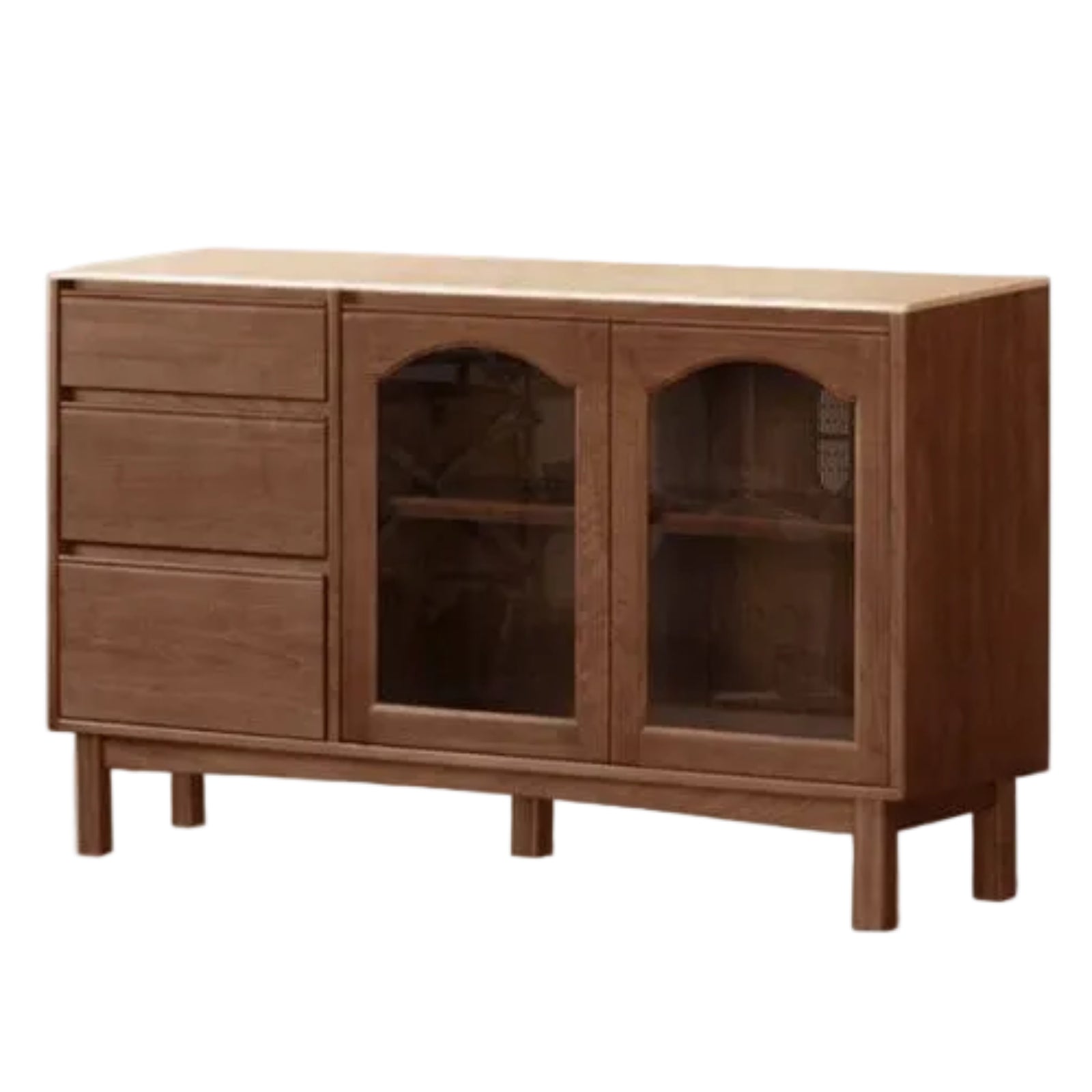 Black Walnut Solid Wood Retro Buffet Cabinet, Sideboard