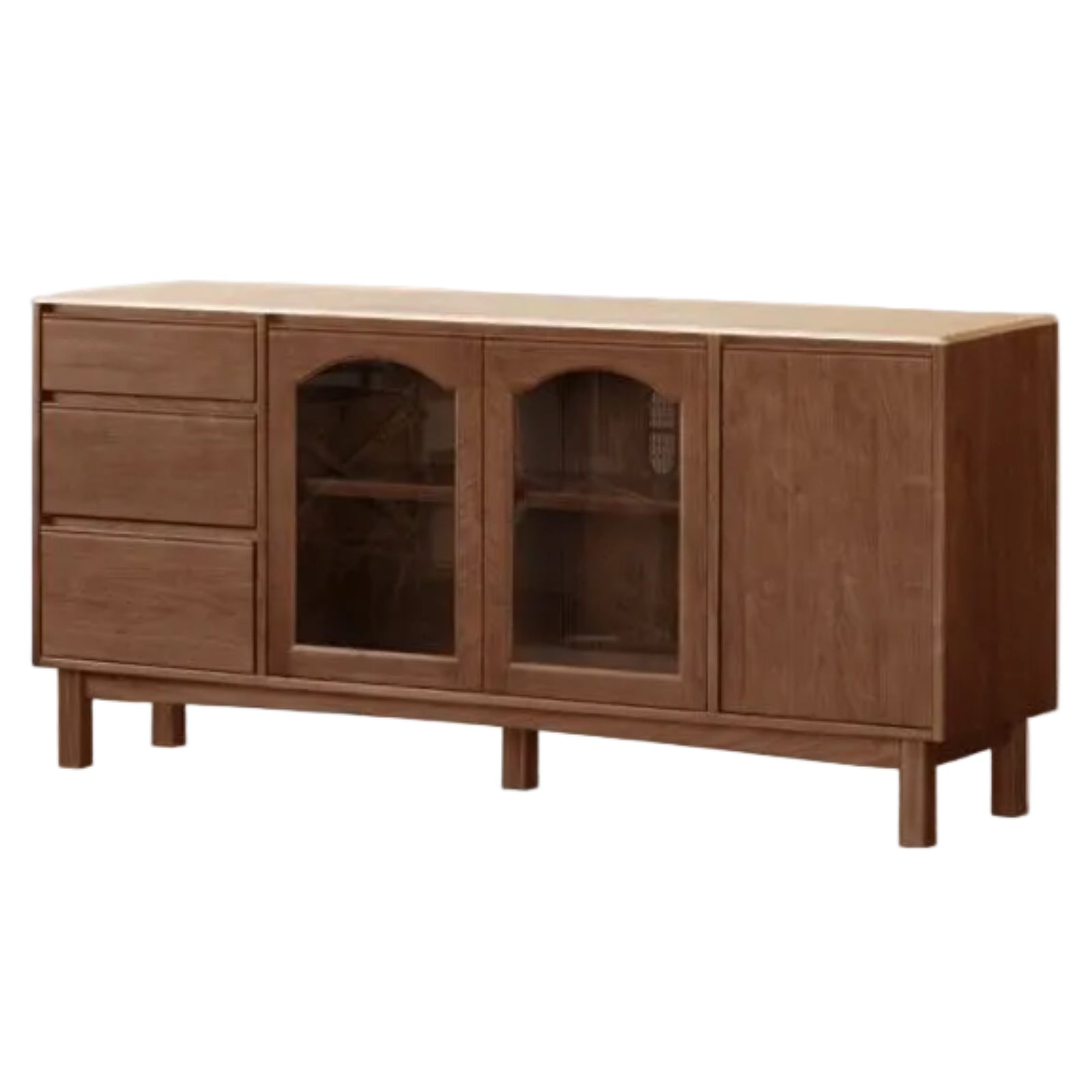 Black Walnut Solid Wood Retro Buffet Cabinet, Sideboard
