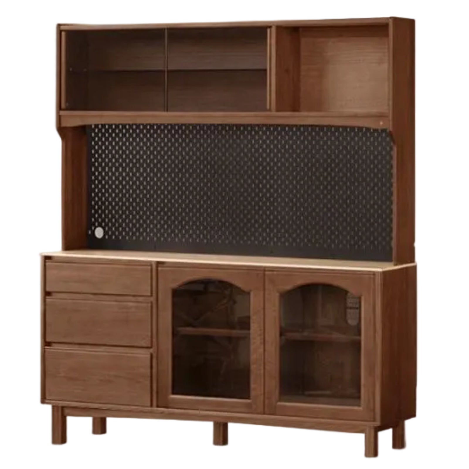 Black Walnut Solid Wood Retro Buffet Cabinet, Sideboard