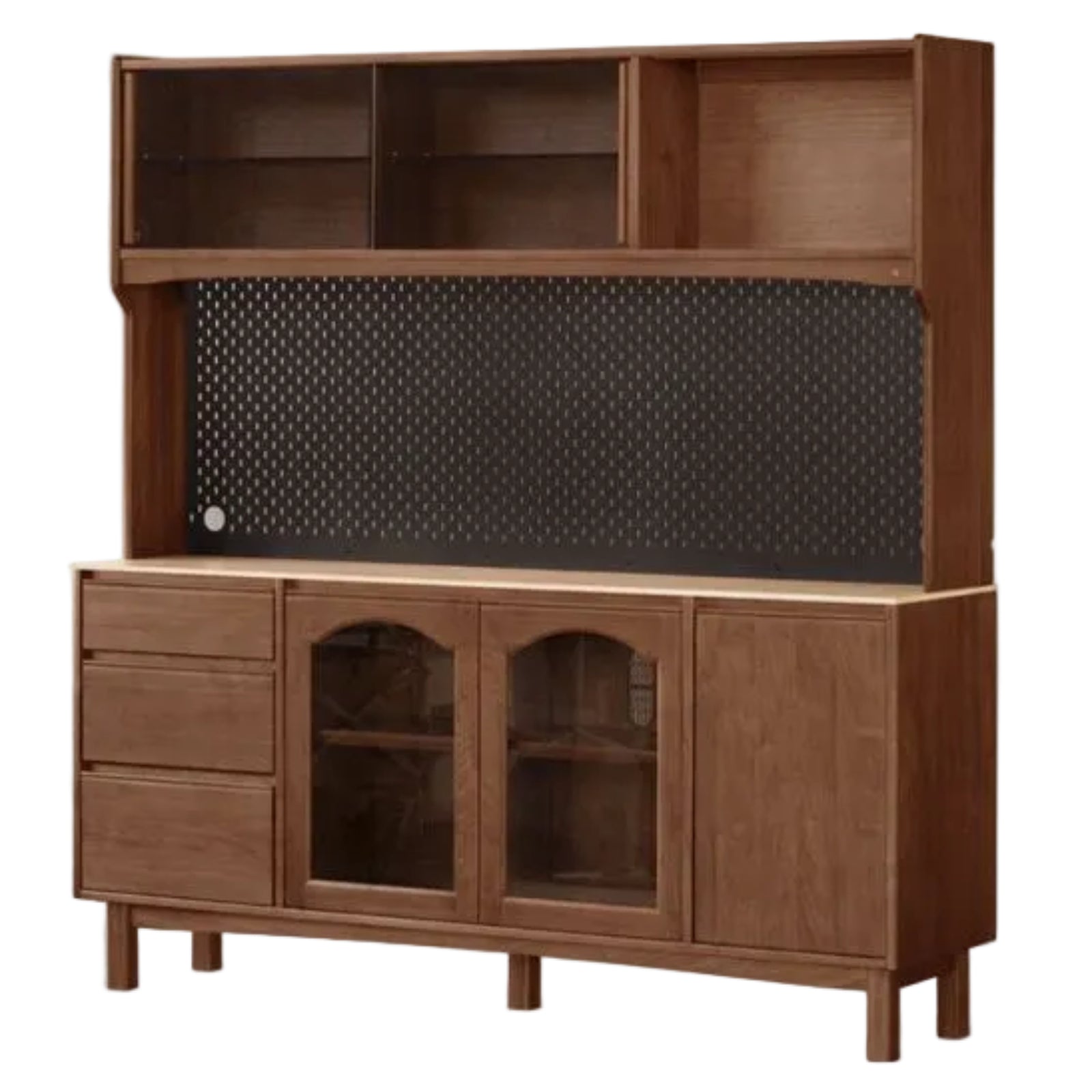 Black Walnut Solid Wood Retro Buffet Cabinet, Sideboard