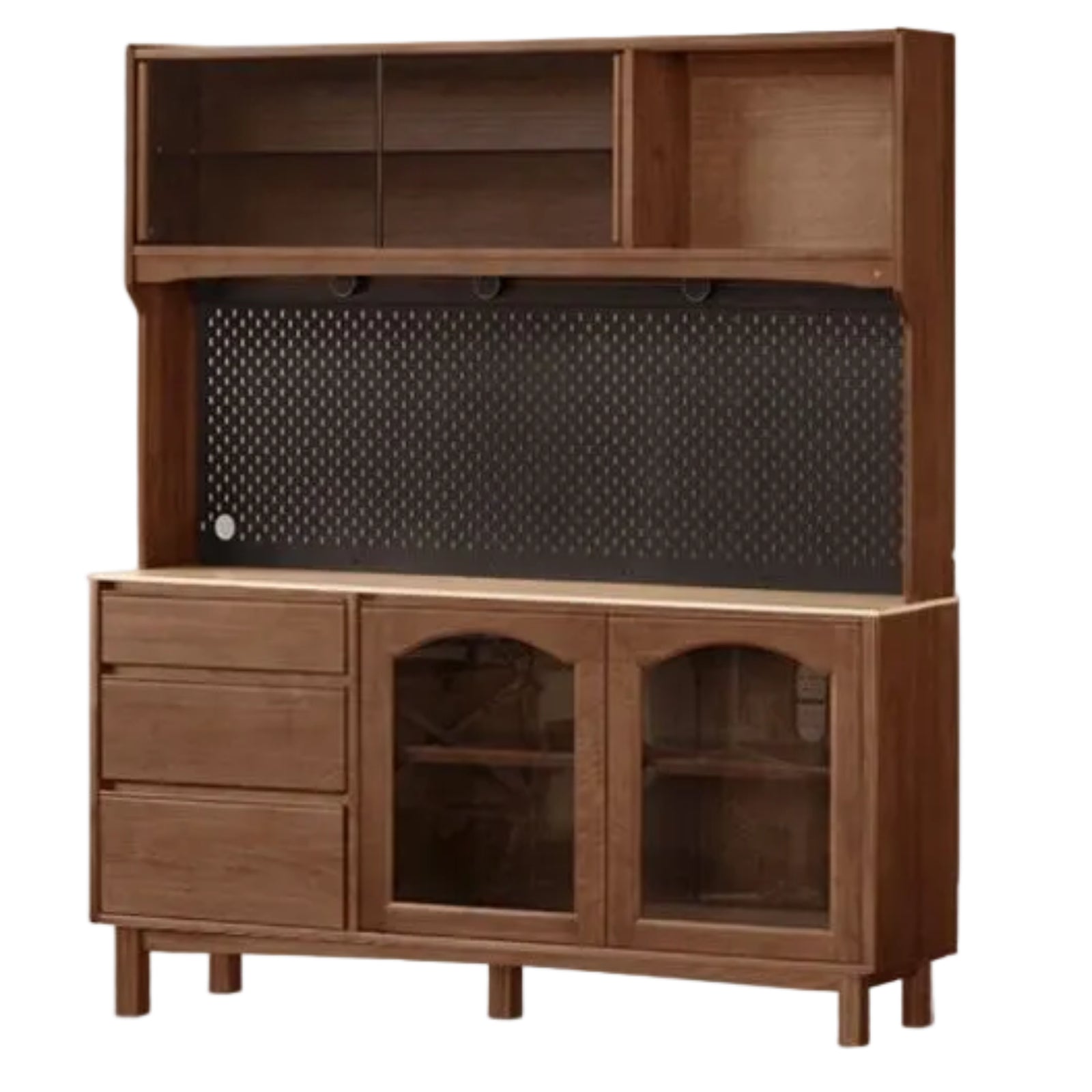 Black Walnut Solid Wood Retro Buffet Cabinet, Sideboard