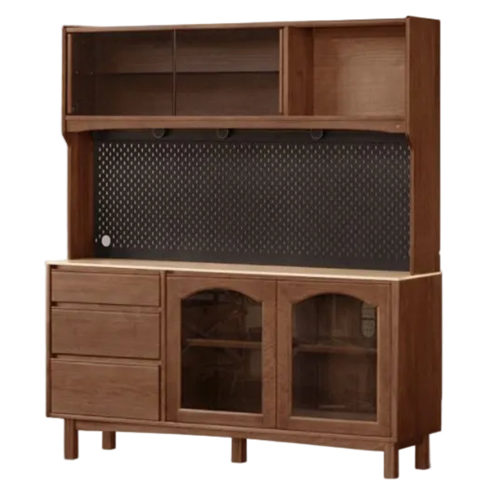 Black Walnut Solid Wood Retro Buffet Cabinet, Sideboard