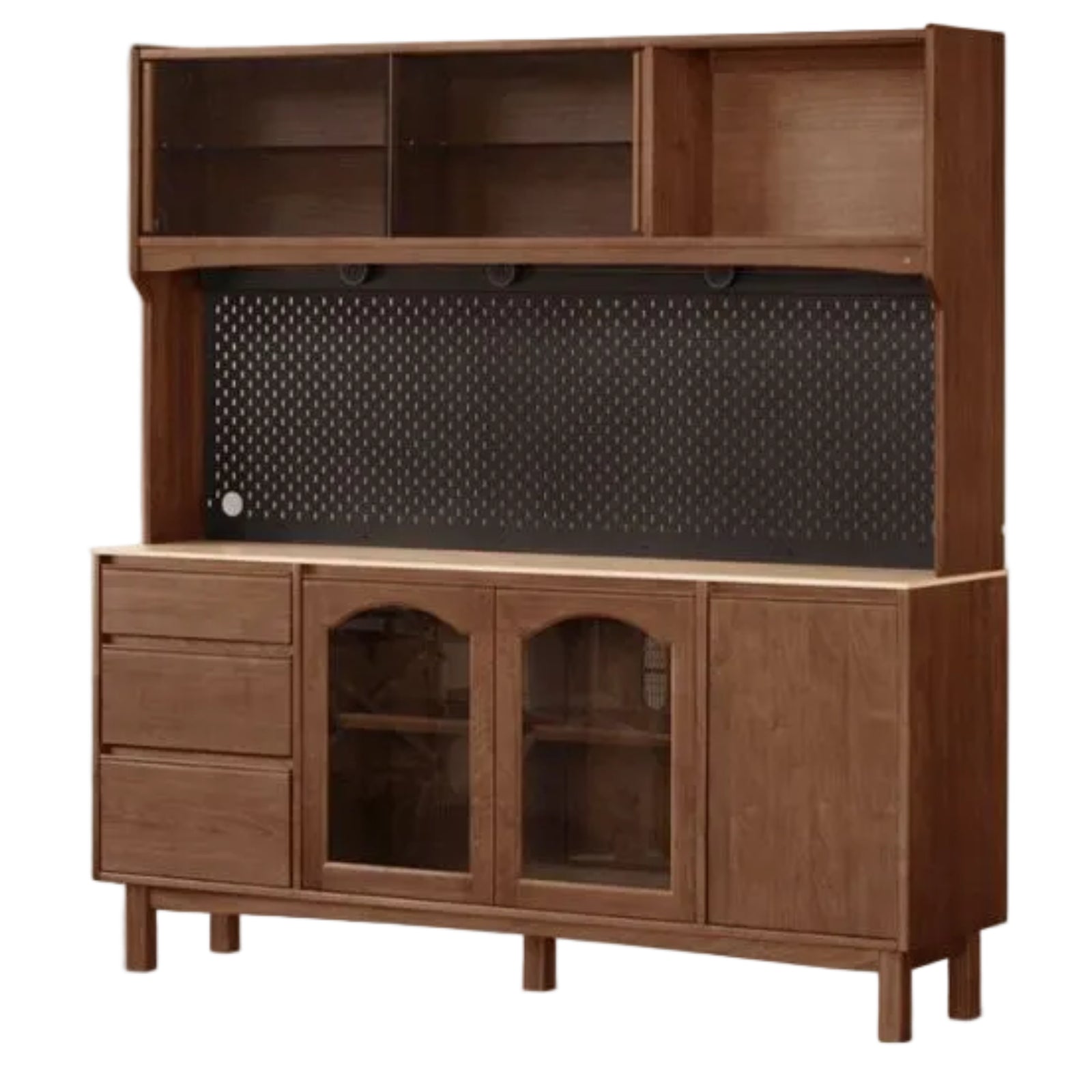Black Walnut Solid Wood Retro Buffet Cabinet, Sideboard