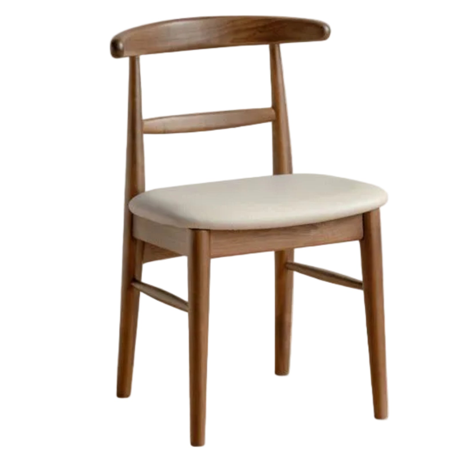 4 pcs -Black Walnut Solid Wood Dining Chair, Curved Back Scandinavian