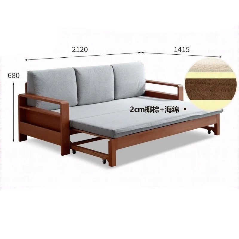 Oak, Beech folding multi-functional storage sofa bed