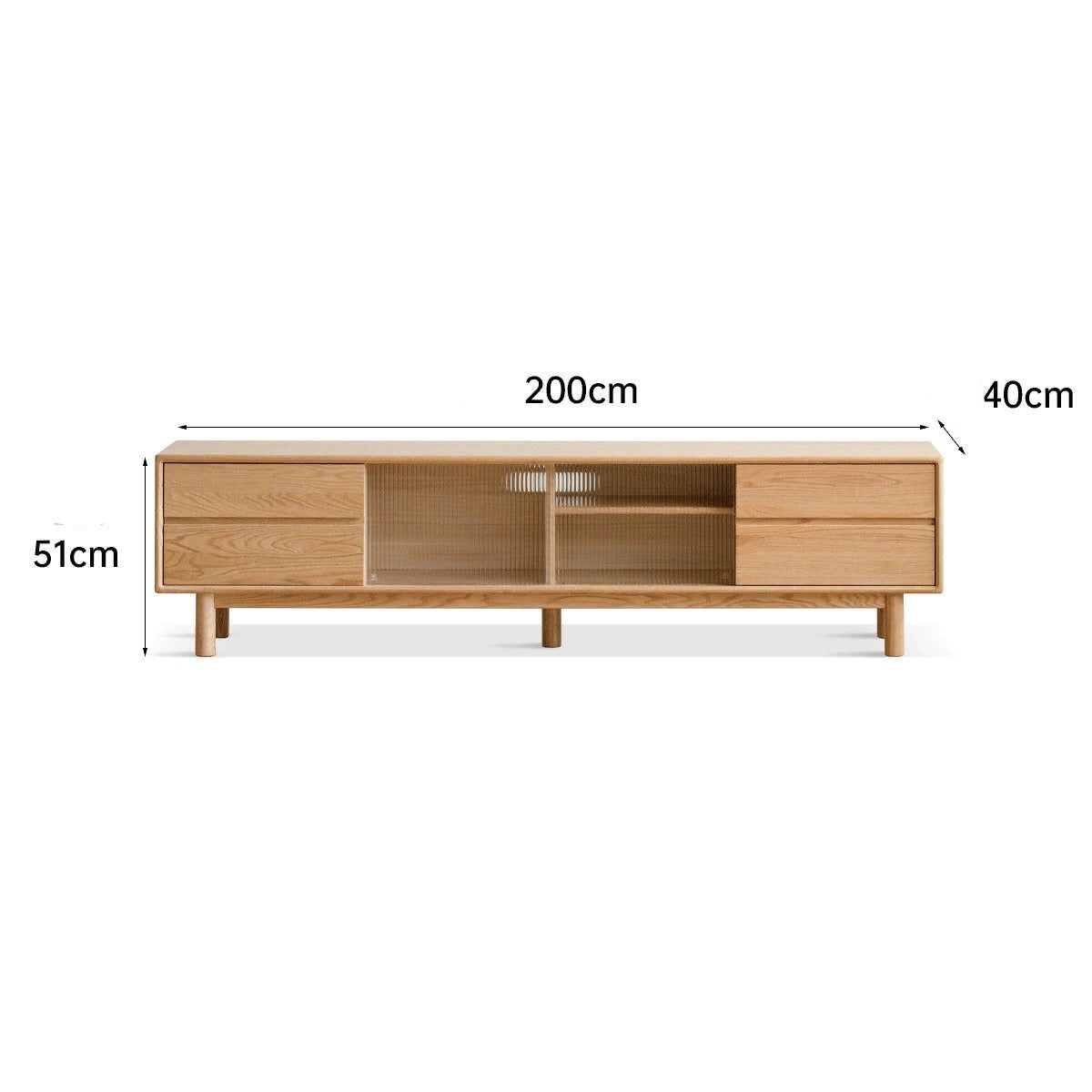 Oak solid wood TV cabinet modern minimalist