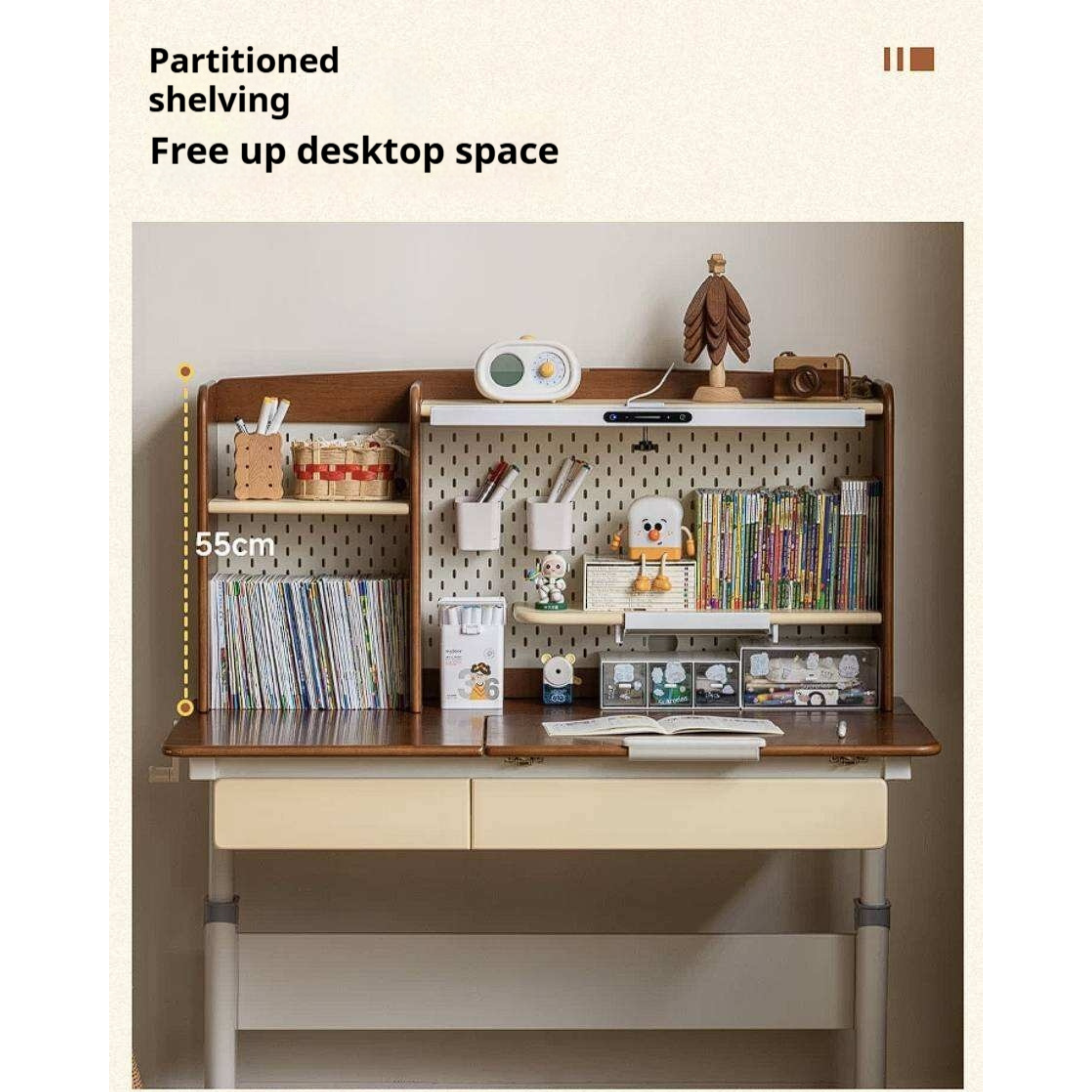 Solid Rubberwood Retro Style Kids Study Desk