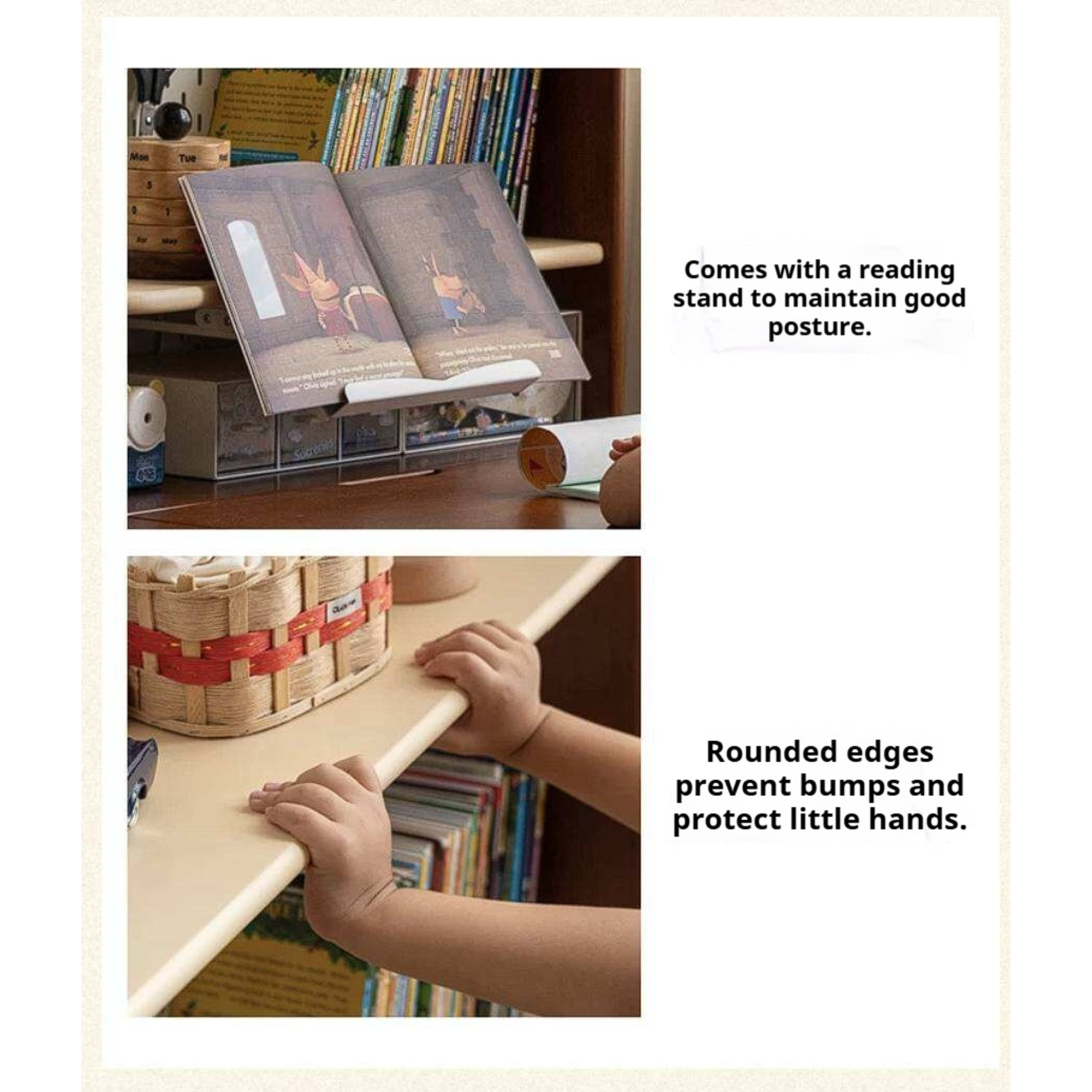 Solid Rubberwood Retro Style Kids Study Desk