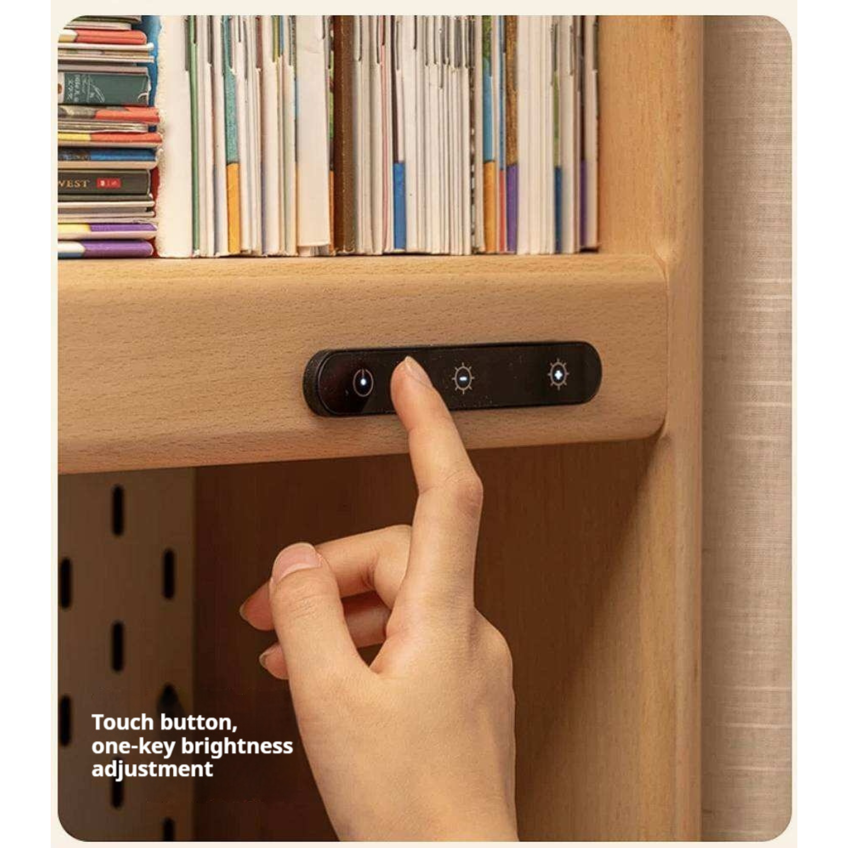 Beech, Solid Rubberwood Adjustable Height Children's Study Desk With Integrated Bookshelf