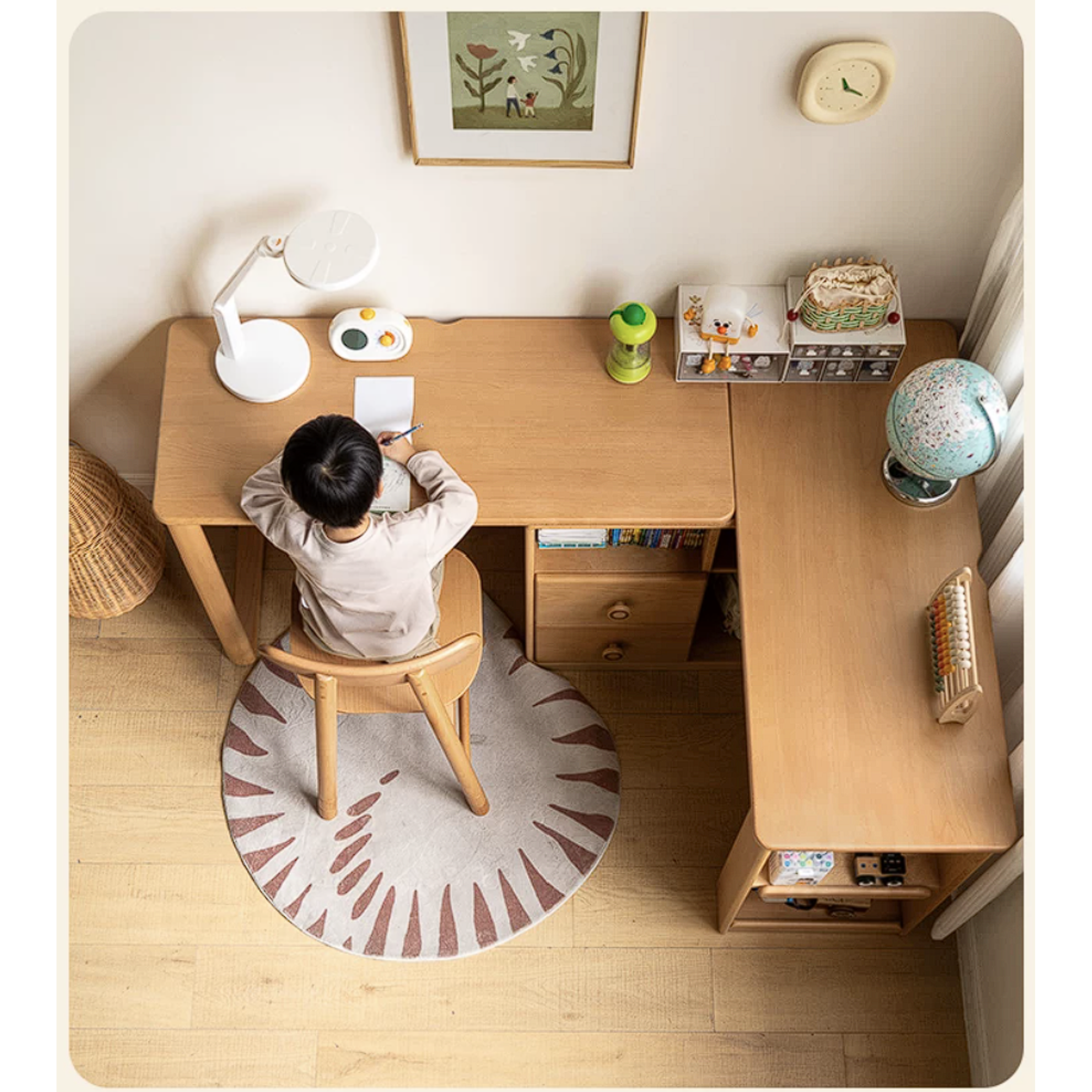 Beech Solid Wood Telescopic Student Writing Desk