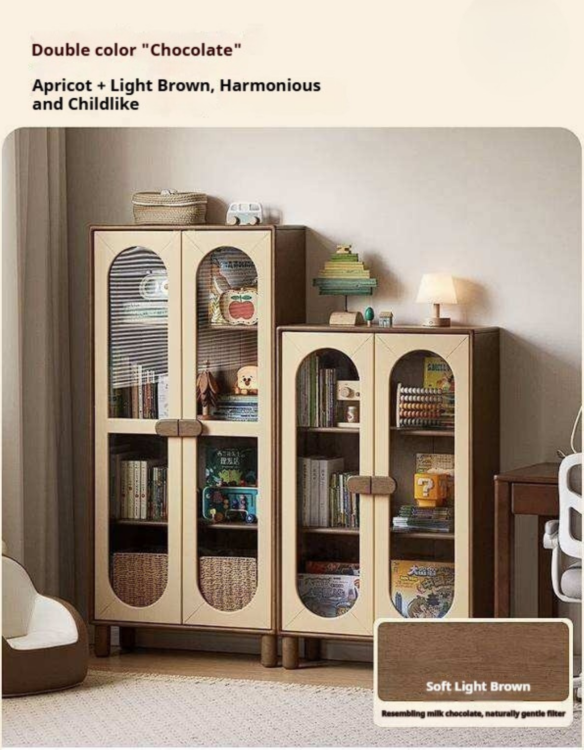 Solid Rubberwood Children's Bookshelf Retro Style