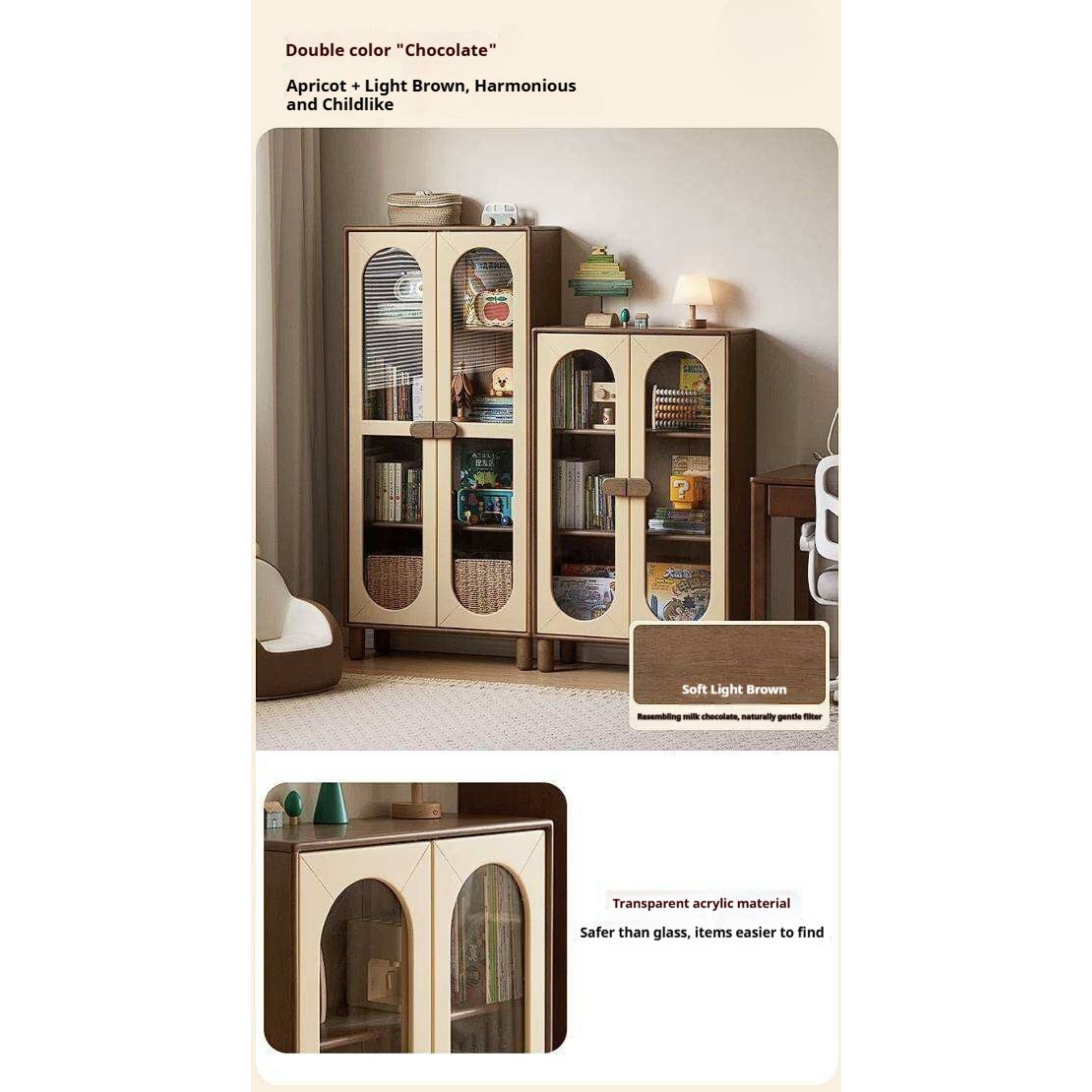 Solid Rubberwood Children's Bookshelf Retro Style