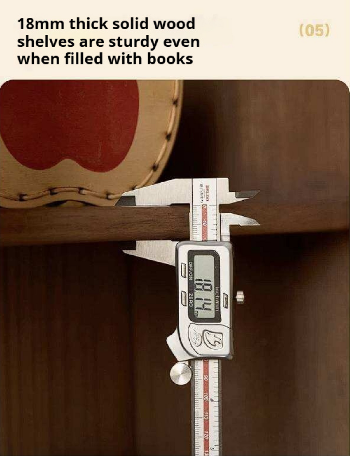 Solid Rubberwood Children's Bookshelf Retro Style